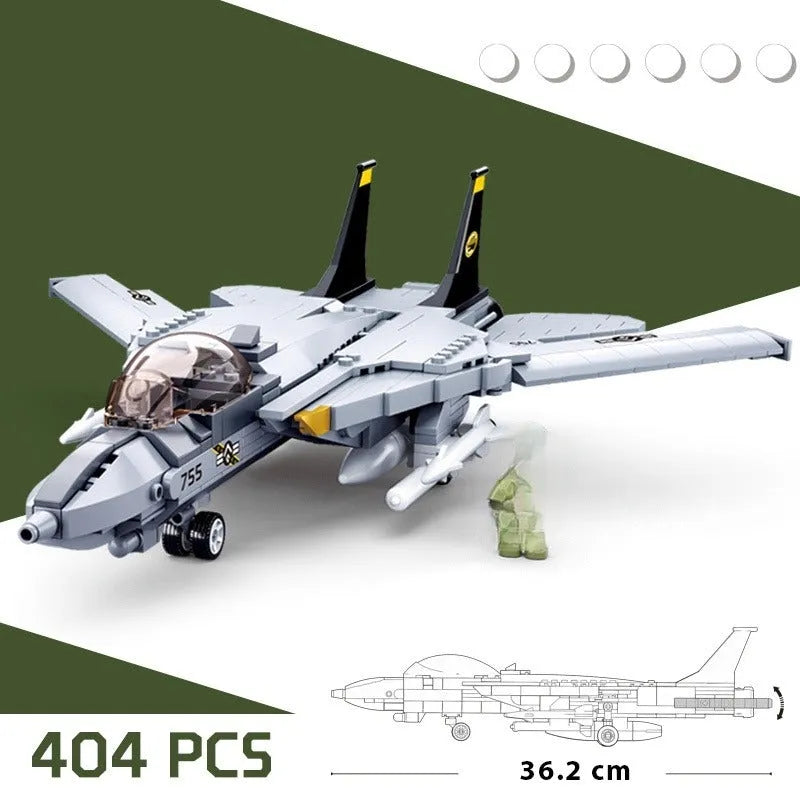 Building Blocks Military MOC F14D US Army Fighter Jet Aircraft Bricks Toys - 2