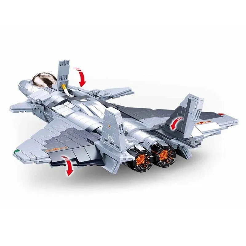 Building Blocks Military MOC J - 20 Stealth Fighter Aircraft Bricks Kids Toy - 1