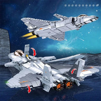 Thumbnail for Building Blocks Military MOC J - 20 Stealth Fighter Aircraft Bricks Kids Toy - 6