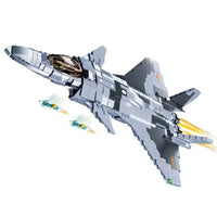 Thumbnail for Building Blocks Military MOC J - 20 Stealth Fighter Aircraft Bricks Kids Toy - 9