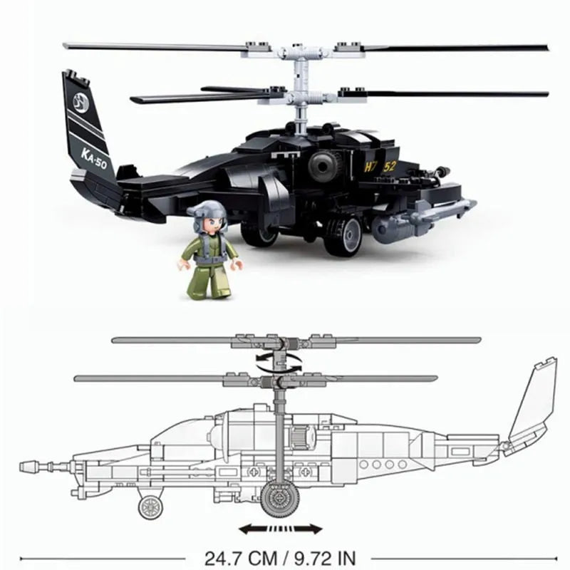 Building Blocks Military MOC KA50 Armed Helicopter Gunship Bricks Toy - 8