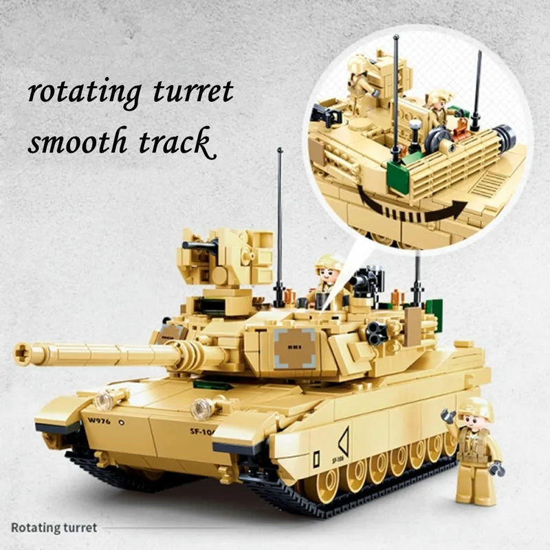Building Blocks Military MOC M1A2 Chariot V2 Main Battle Tank Bricks Toys Construction Set Toys - 3
