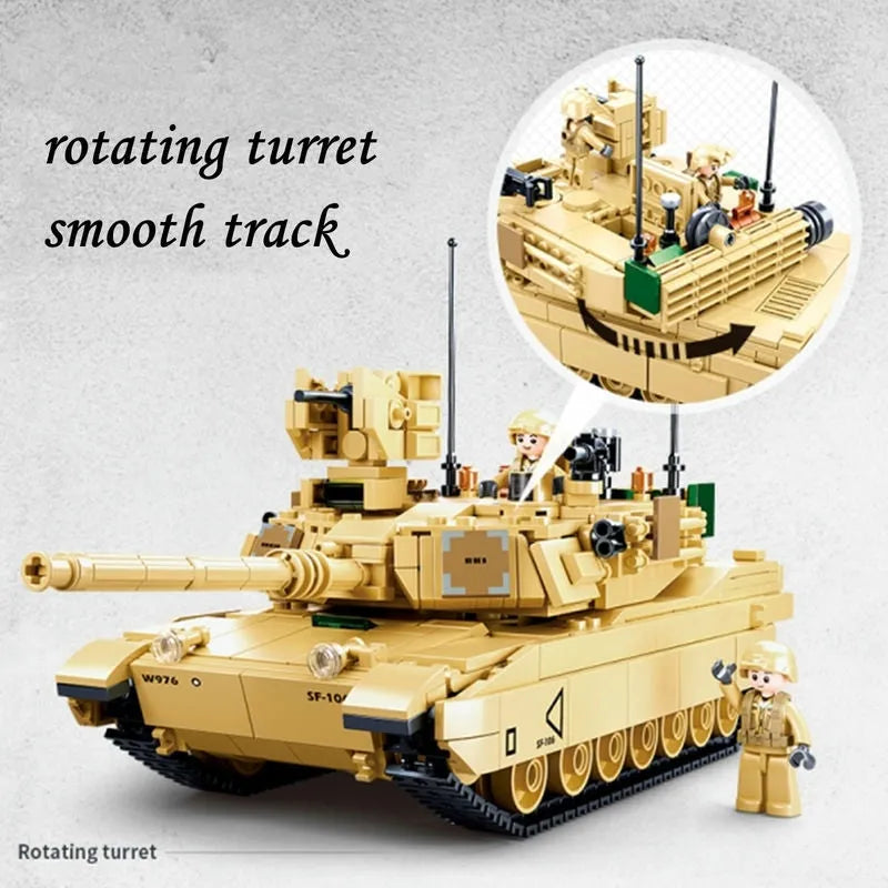 Building Blocks Military MOC M1A2 Chariot V2 Main Battle Tank Bricks Toys - 3