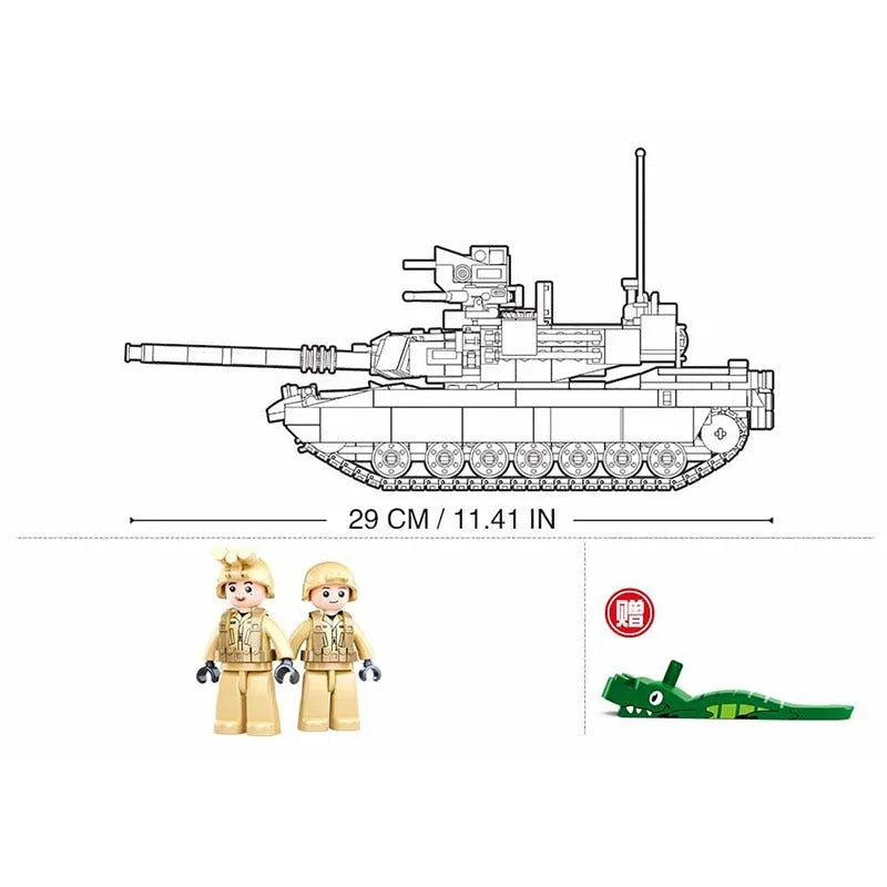 Building Blocks Military MOC M1A2 Chariot V2 Main Battle Tank Bricks Toys Construction Set Toys - 5