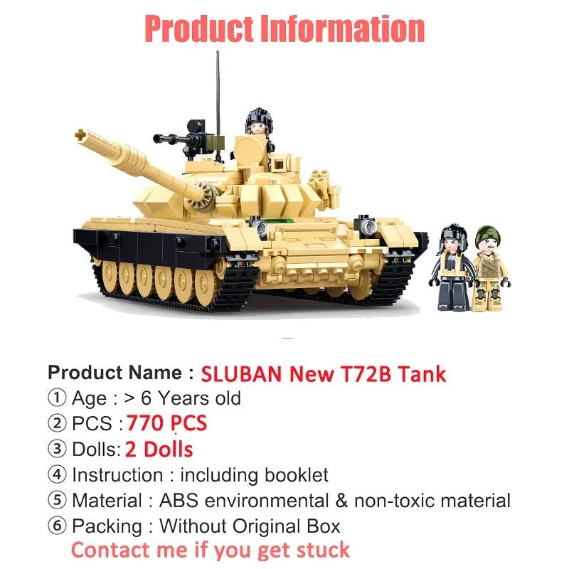 Building Blocks Military MOC MBT T72 Main Battle Tank Bricks Toys Construction Set Toys - 4