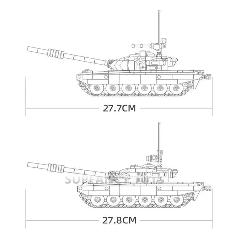 Building Blocks Military MOC MBT T72 Main Battle Tank Bricks Toys Construction Set Toys - 6
