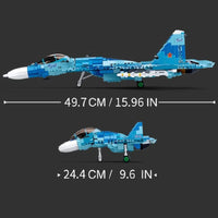 Thumbnail for Building Blocks Military MOC SU - 27 Flanker Fighter Jet Bricks Kids Toys - 3
