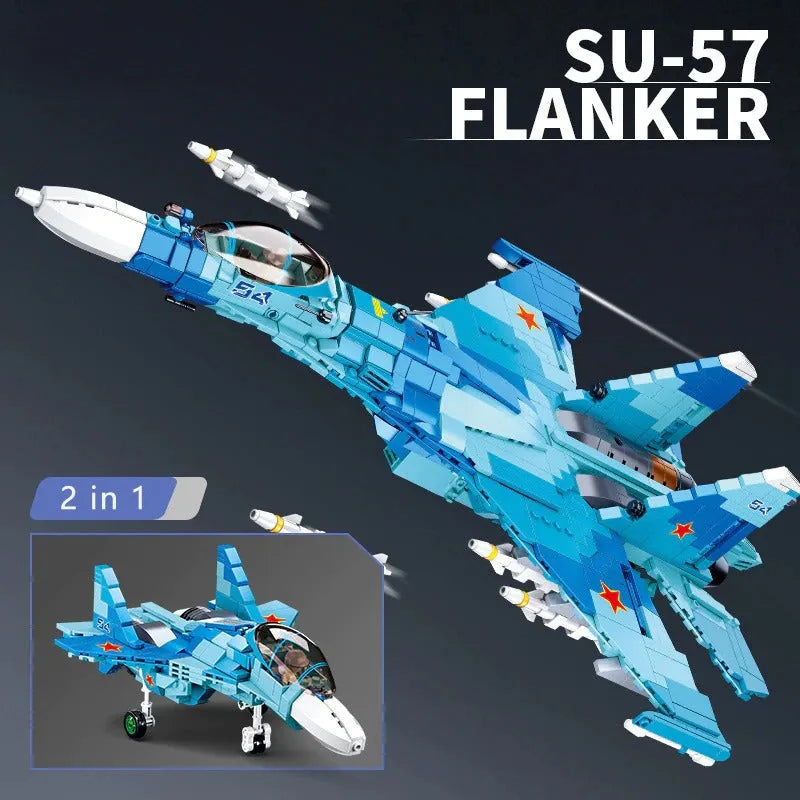 Building Blocks Military MOC SU - 27 Flanker Fighter Jet Bricks Kids Toys - 7