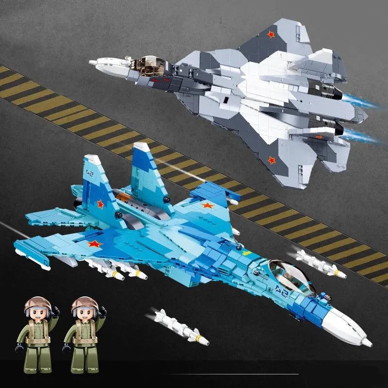 Building Blocks Military MOC SU - 27 Flanker Fighter Jet Bricks Kids Toys - 6