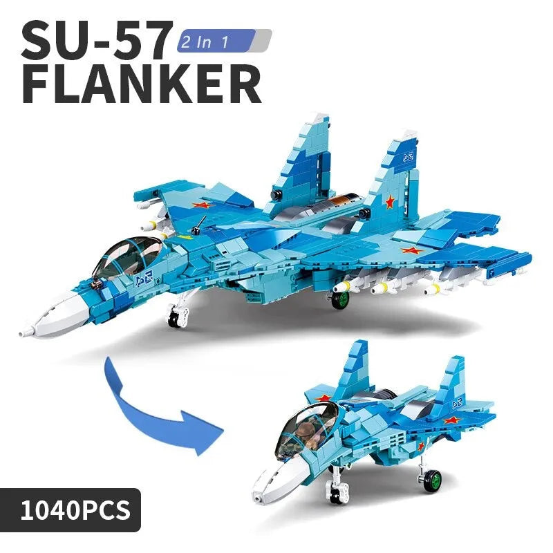 Building Blocks Military MOC SU - 27 Flanker Fighter Jet Bricks Kids Toys - 2