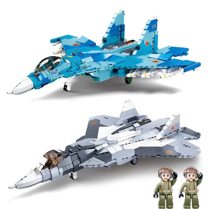 Building Blocks Military MOC SU - 27 Flanker Fighter Jet Bricks Kids Toys - 5