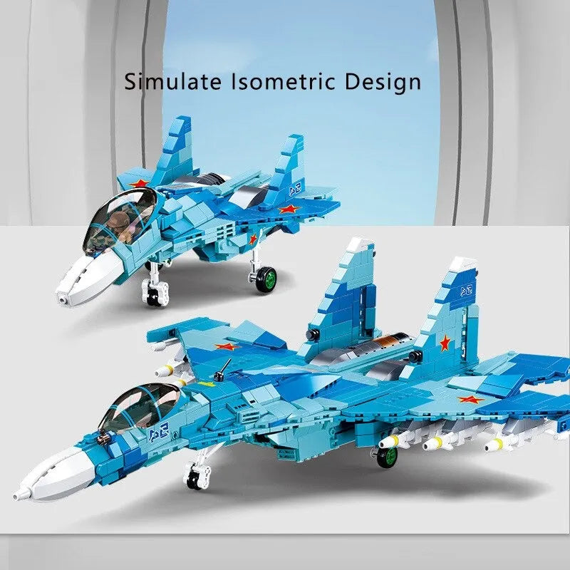 Building Blocks Military MOC SU - 27 Flanker Fighter Jet Bricks Kids Toys - 8
