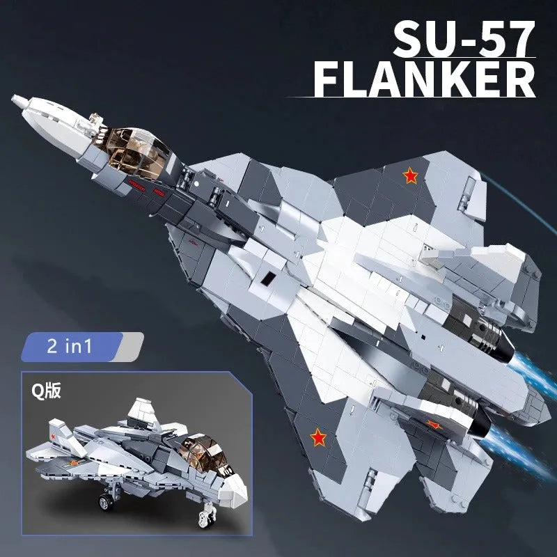 Building Blocks Military MOC SU - 57 Flanker Fighter Jet Bricks Kids Toys - 6