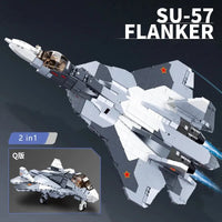 Thumbnail for Building Blocks Military MOC SU-57 Flanker Fighter Jet Bricks Kids Toys - 6