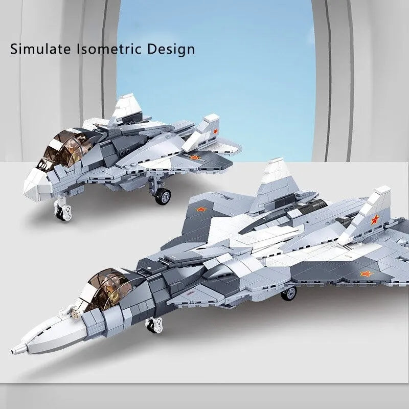 Building Blocks Military MOC SU - 57 Flanker Fighter Jet Bricks Kids Toys - 2