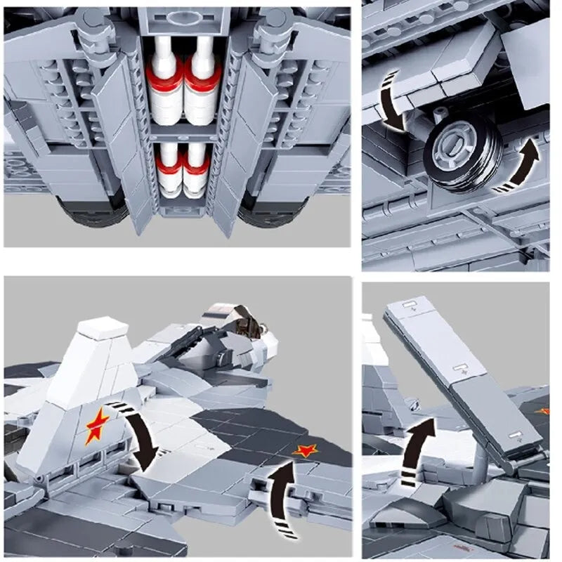 Building Blocks Military MOC SU - 57 Flanker Fighter Jet Bricks Kids Toys - 5