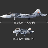 Thumbnail for Building Blocks Military MOC SU - 57 Flanker Fighter Jet Bricks Kids Toys - 4