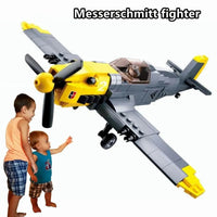 Thumbnail for Building Blocks Military MOC WW2 BF 109 Fighter Aircraft Bricks Toy - 3