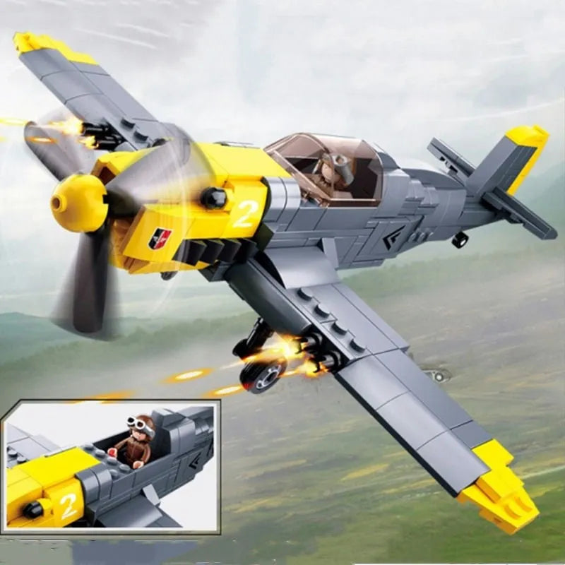 Building Blocks Military MOC WW2 BF 109 Fighter Aircraft Bricks Toy - 4