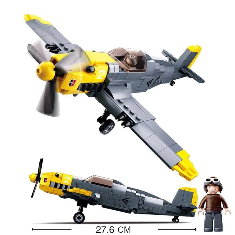 Building Blocks Military MOC WW2 BF 109 Fighter Aircraft Bricks Toy - 5