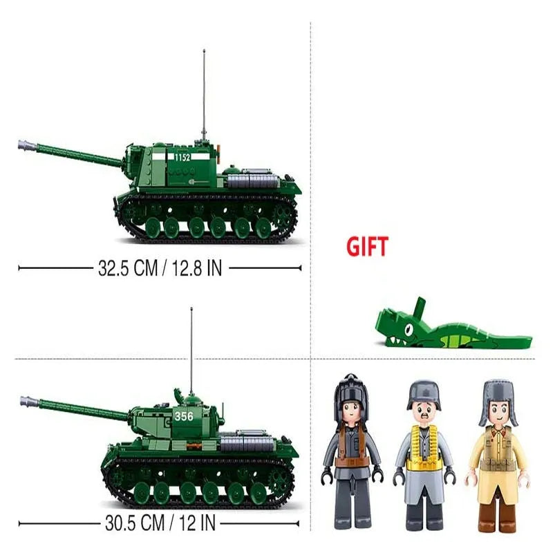 Building Blocks Military MOC WW2 Heavy Main Battle Tank Bricks Toys Construction Set Toys - 5