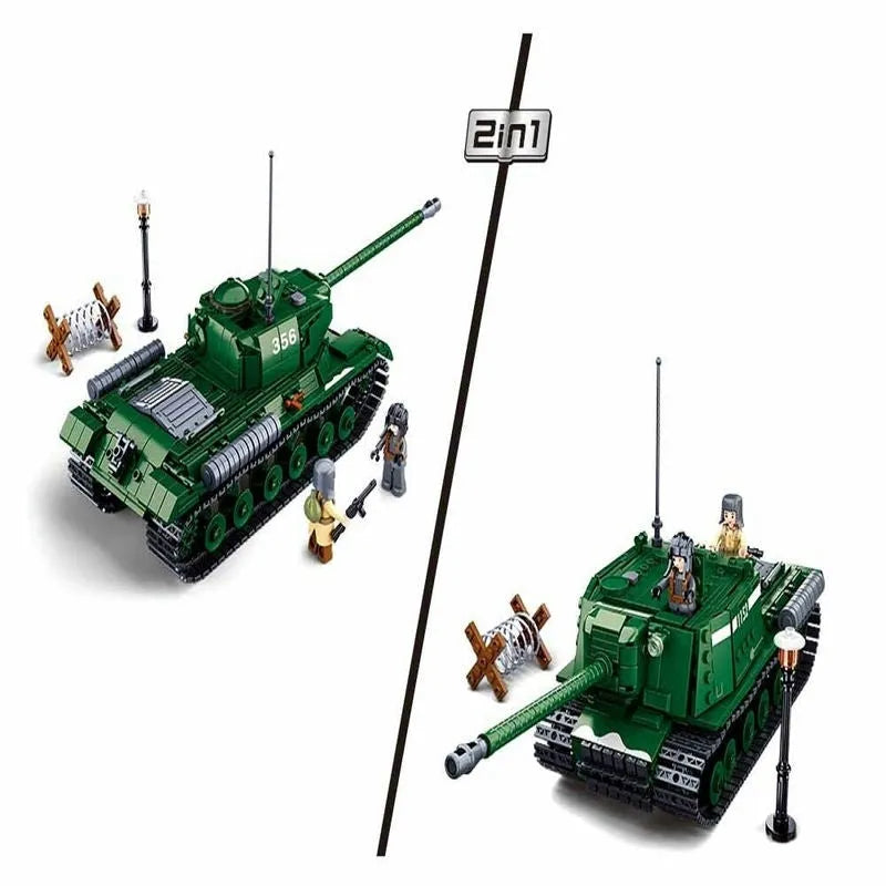 Building Blocks Military MOC WW2 Heavy Main Battle Tank Bricks Toys - 4