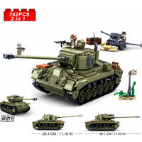 Thumbnail for Building Blocks Military MOC WW2 M26E1 Pershing Tank Bricks Toy Construction Set Toys - 2