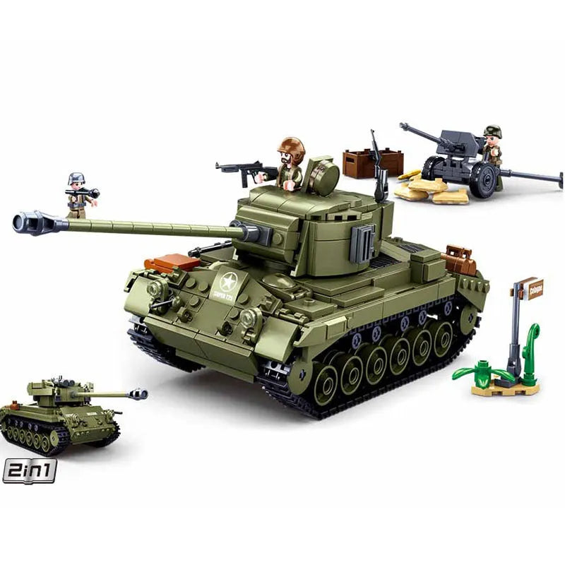 Building Blocks Military MOC WW2 M26E1 Pershing Tank Bricks Toy Construction Set Toys - 1