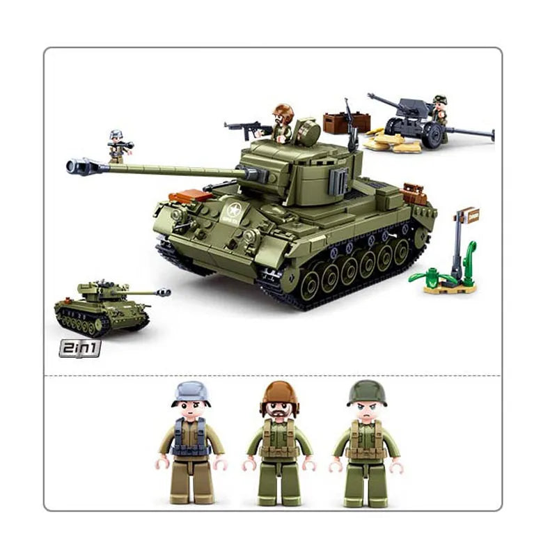Building Blocks Military MOC WW2 M26E1 Pershing Tank Bricks Toy - 3