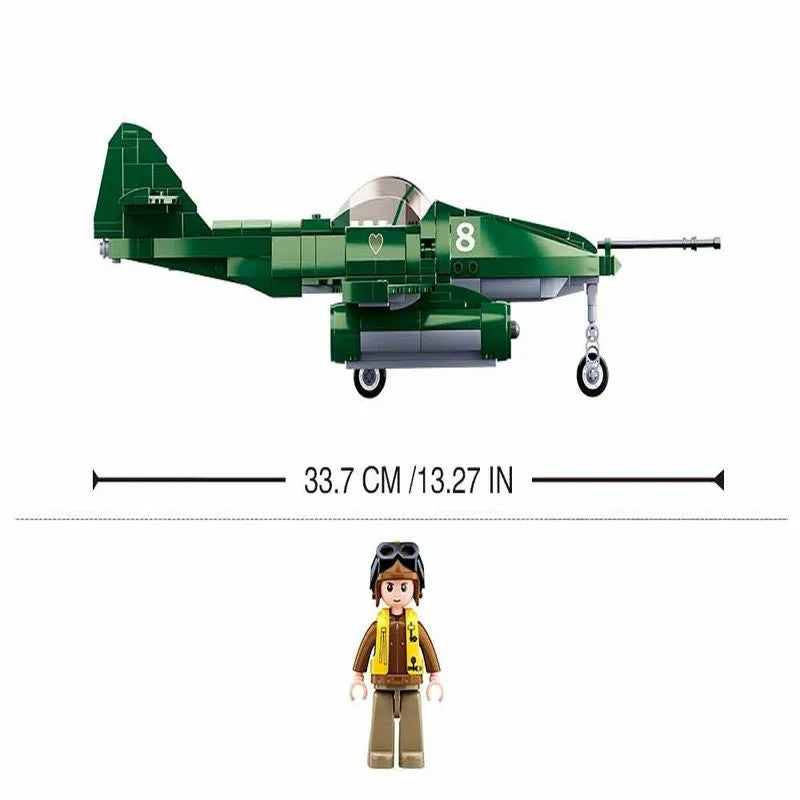 Building Blocks Military MOC WW2 ME-262 Fighter Aircraft Bricks Kids Toys Construction Set Toys - 6