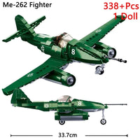 Thumbnail for Building Blocks Military MOC WW2 ME-262 Fighter Aircraft Bricks Kids Toys - 2