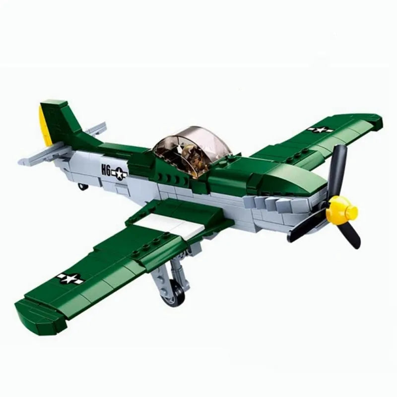 Building Blocks Military MOC WW2 P51D Fighter Aircraft Bricks Toys - 5