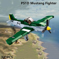 Thumbnail for Building Blocks Military MOC WW2 P51D Fighter Aircraft Bricks Toys - 2
