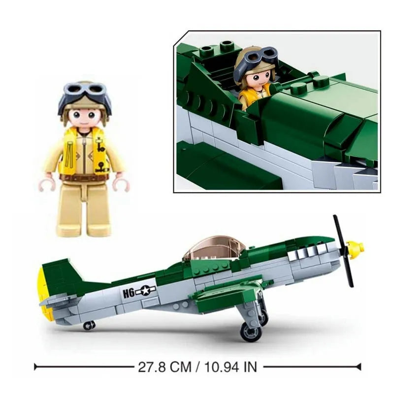 Building Blocks Military MOC WW2 P51D Fighter Aircraft Bricks Toys - 6