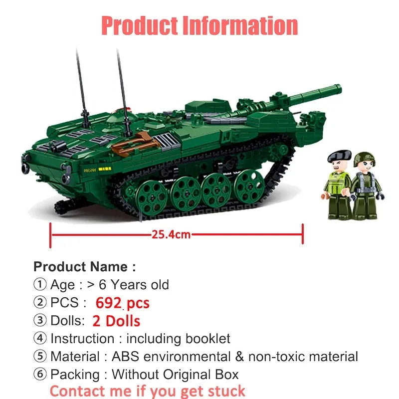 Building Blocks Military MOC WW2 STRV103 Armored Vehicle Bricks Toys - 5