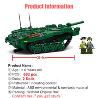 Thumbnail for Building Blocks Military MOC WW2 STRV103 Armored Vehicle Bricks Toys - 5