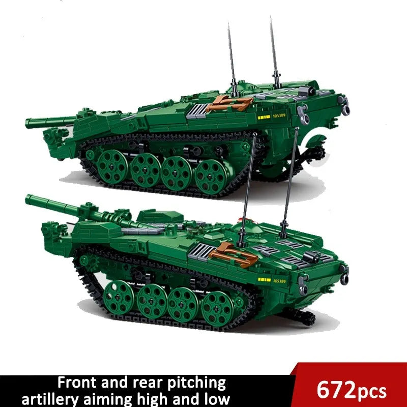 Building Blocks Military MOC WW2 STRV103 Armored Vehicle Bricks Toys - 4