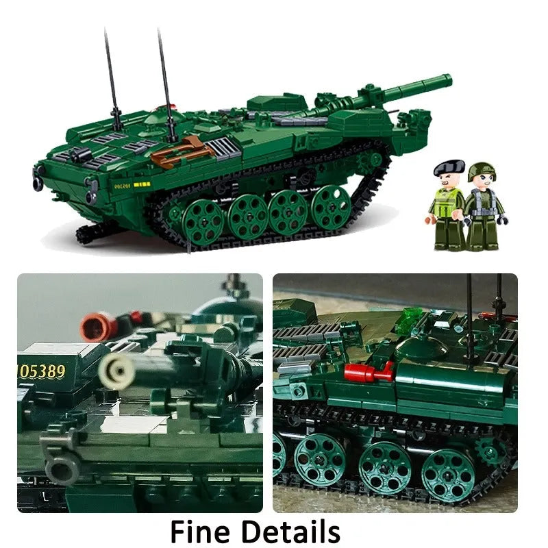 Building Blocks Military MOC WW2 STRV103 Armored Vehicle Bricks Toys Construction Set Toys - 3