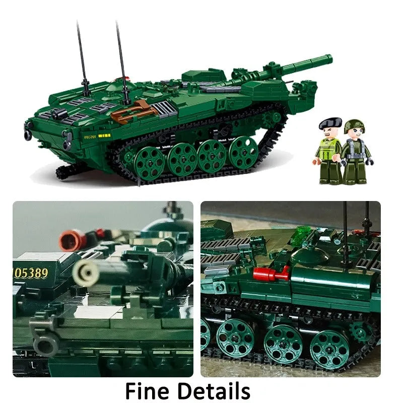 Building Blocks Military MOC WW2 STRV103 Armored Vehicle Bricks Toys - 3