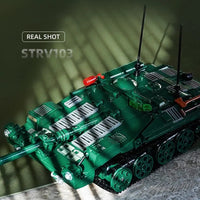 Thumbnail for Building Blocks Military MOC WW2 STRV103 Armored Vehicle Bricks Toys - 2
