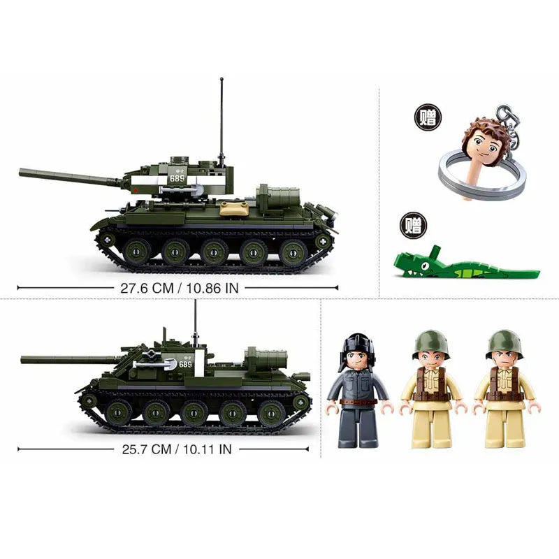 Building Blocks Military MOC WW2 T34 85 Medium Tank Bricks Toys Construction Set Toys - 3