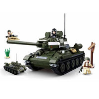 Thumbnail for Building Blocks Military MOC WW2 T34 85 Medium Tank Bricks Toys - 1