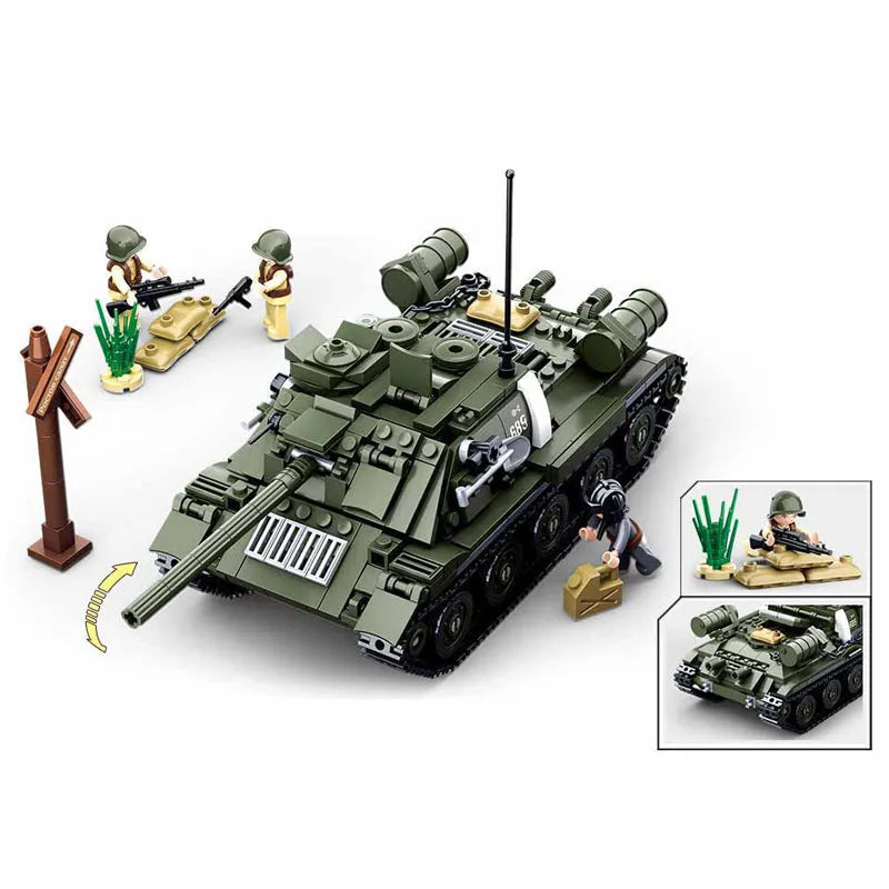 Building Blocks Military MOC WW2 T34 85 Medium Tank Bricks Toys - 4