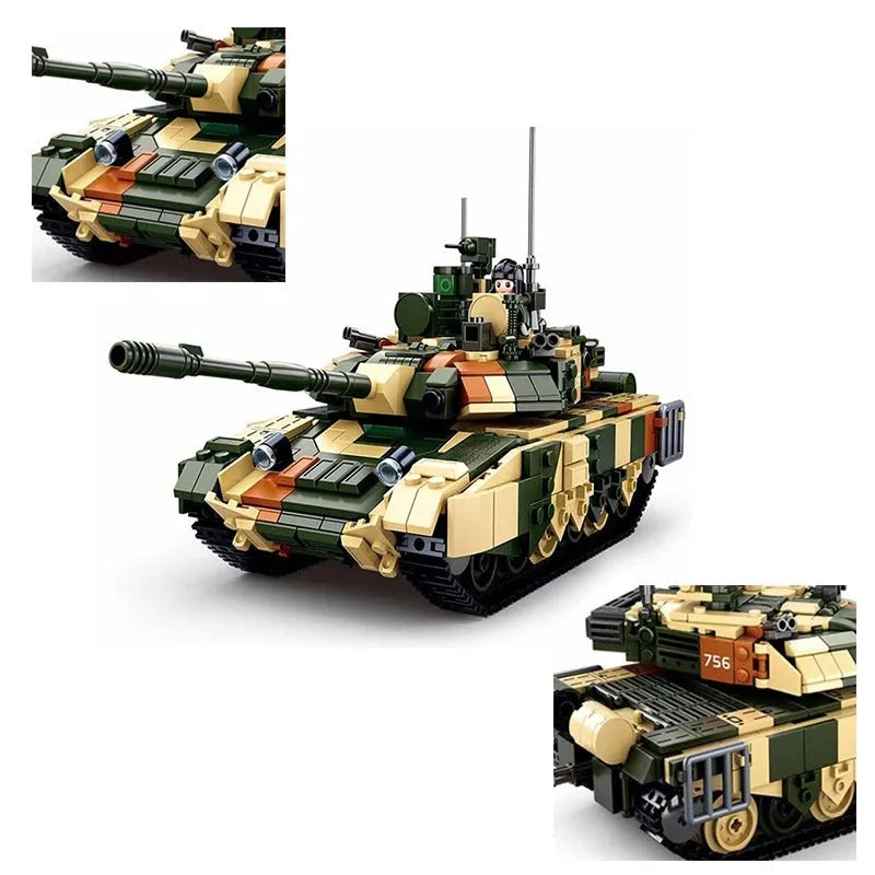 Building Blocks Military MOC WW2 T90MS Main Battle Tank Bricks Toys - 2