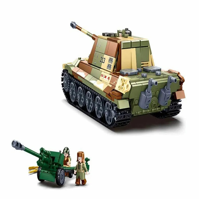 Building Blocks Military MOC WW2 Tiger Heavy Battle Tank Bricks Toys - 5
