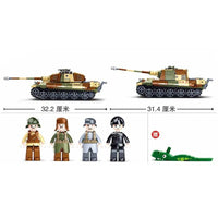Thumbnail for Building Blocks Military MOC WW2 Tiger Heavy Battle Tank Bricks Toys - 3