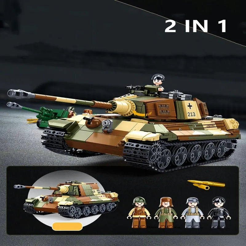 Building Blocks Military MOC WW2 Tiger Heavy Battle Tank Bricks Toys - 7