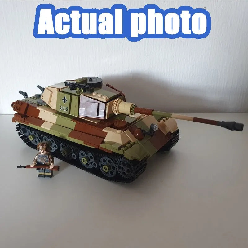 Building Blocks Military MOC WW2 Tiger Heavy Battle Tank Bricks Toys - 2