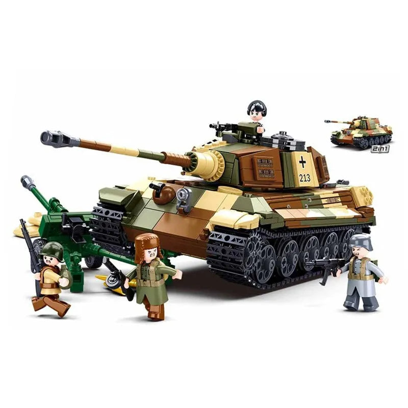 Building Blocks Military MOC WW2 Tiger Heavy Battle Tank Bricks Toys - 1