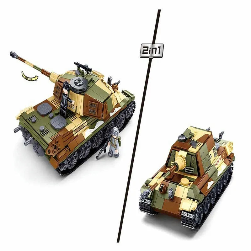 Building Blocks Military MOC WW2 Tiger Heavy Battle Tank Bricks Toys - 4
